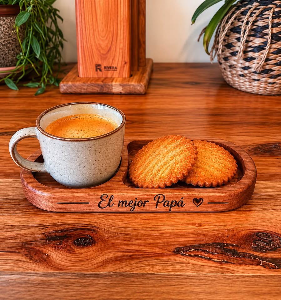 Bandeja para Café en Madera Nativa – Artesanal 23x10 cm